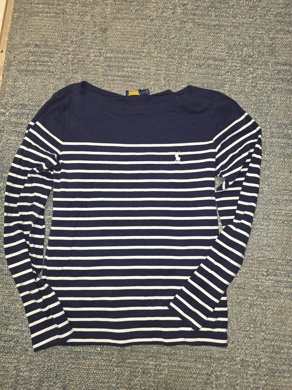 Polo Ralph Lauren Navy & White Striped Long Sleeve Boat Top